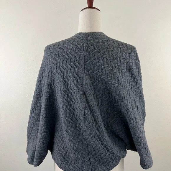 Rabbit Hair Blend Cocoon Chevron Knit Boho Open Front Cardigan Sweater - Picture 9 of 12